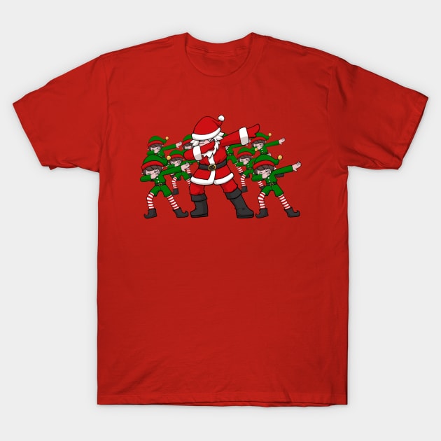 Anime Dabbing Santa with Elves T-Shirt by TonTomDesignz